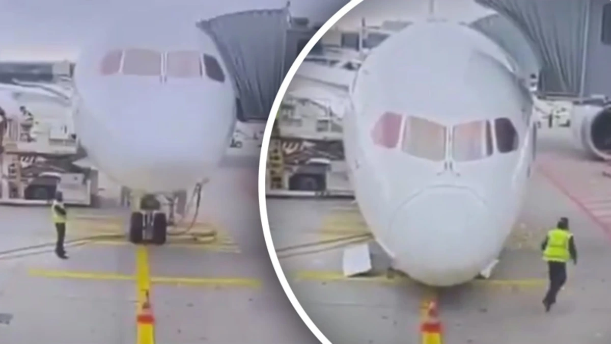 Chaos op Frankfurt Airport: Dreamliner zakt plotseling door neuswiel