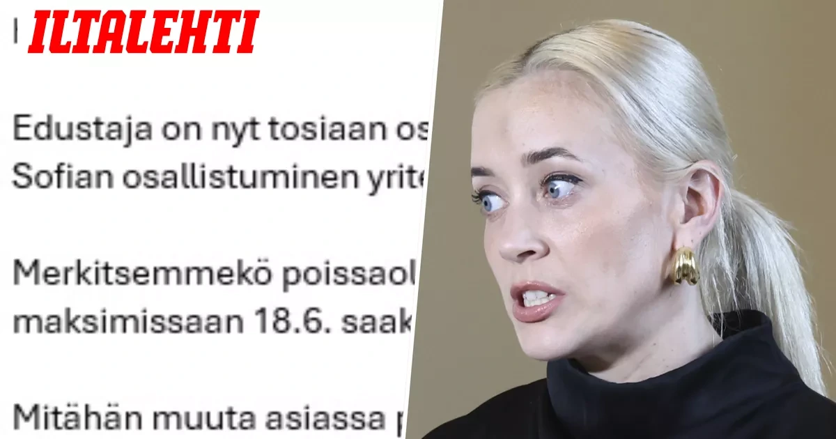IL paljastaa: Näin Sofia Virran tosi-tv-ohjelmaan lähtemistä valmisteltiin eduskunnassa – Virtaa varoitettiin etukäteen