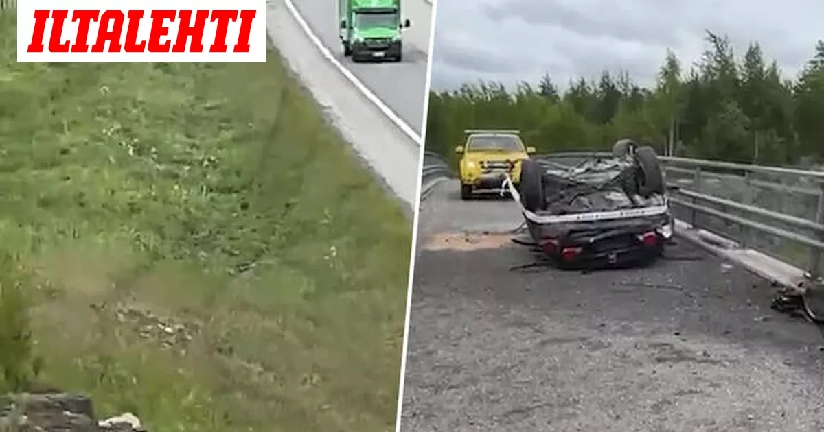 Käsittämättömän raju onnettomuus 8-tiellä – Auto lensi yllä olevalle sillalle