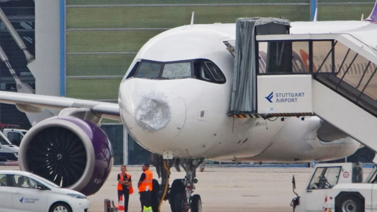 Bei Unwetter: Scheibe kaputt! Pilot landet Urlaubsflieger in Stuttgart im Blindflug