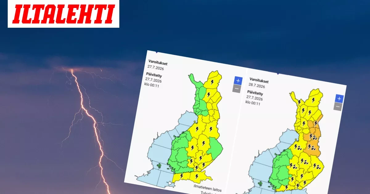 Nyt riittää vettä ja ukkosta! Varoituskartta hohkaa