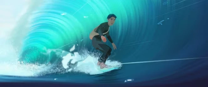 Dans le film d’animation « In Waves », Phuong Mai Nguyen raconte une romance traversée par l’histoire du surf